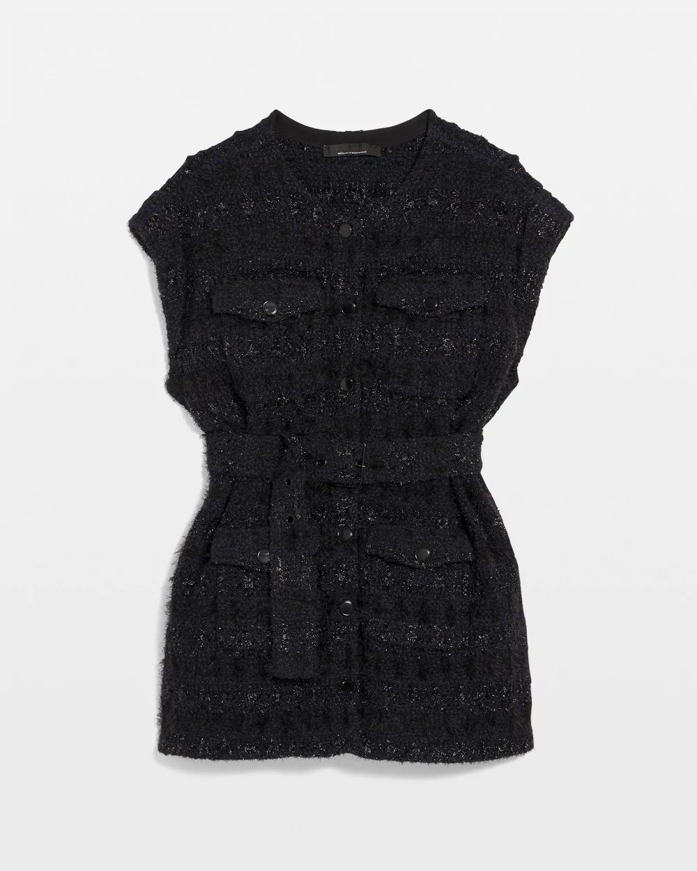 UN3D KNIT BELTED VEST ニット ベルテッド ベスト 黒 Belted Tweed Sweater Vest | White House Black Market